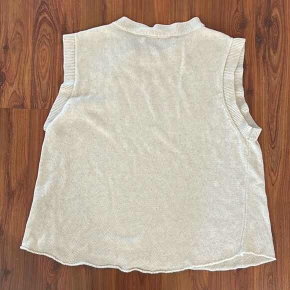 Zara beige cream sleeveless cropped sweater knit oatmeal color size small - Picture 4 of 4
